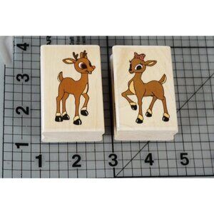 Clarise + Rudolph Reindeer Christmas Rubber Stamp Stampabilities ER1011, ER1012